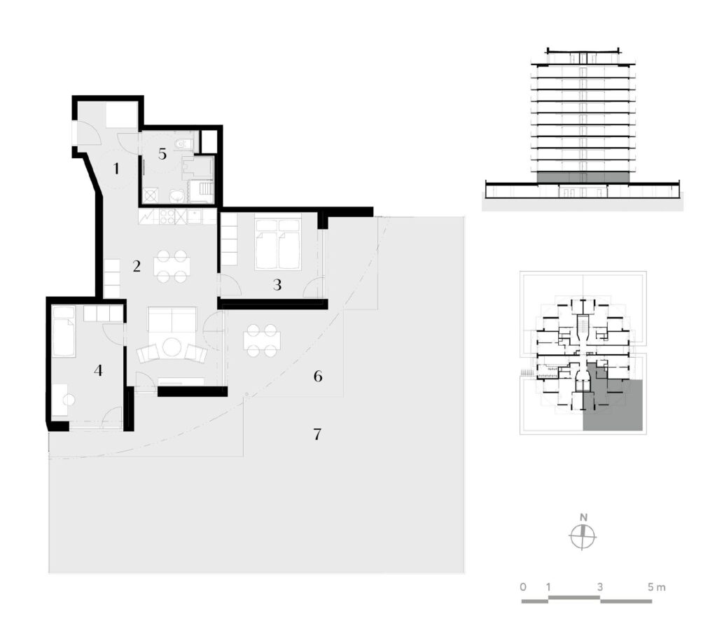 Půdorys bytu 3+kk, 71 m², 1. podlaží v rezidenci Zanzara - jednotka 1.V4.B