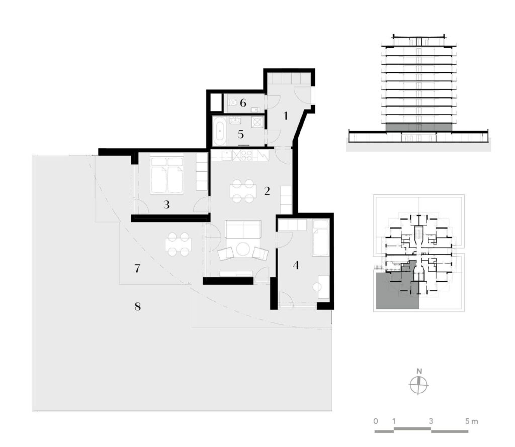 Půdorys bytu 3+kk, 70,9 m², 1. podlaží v rezidenci Zanzara - jednotka 1.Z4.B