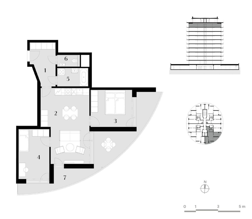 Půdorys bytu 3+kk, 71 m², 10. podlaží v rezidenci Zanzara - jednotka 10.V4.B