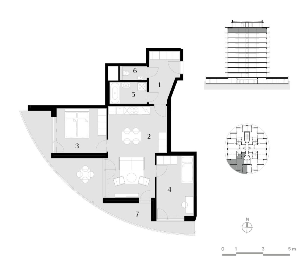 Půdorys bytu 3+kk, 71 m², 10. podlaží v rezidenci Zanzara - jednotka 10.Z4.B