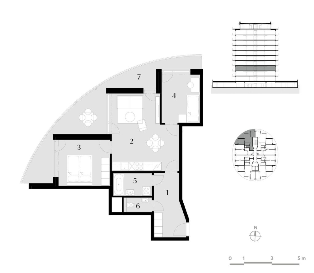 Půdorys bytu 3+kk, 66,5 m², 3. podlaží v rezidenci Zanzara - jednotka 3.Z1.B
