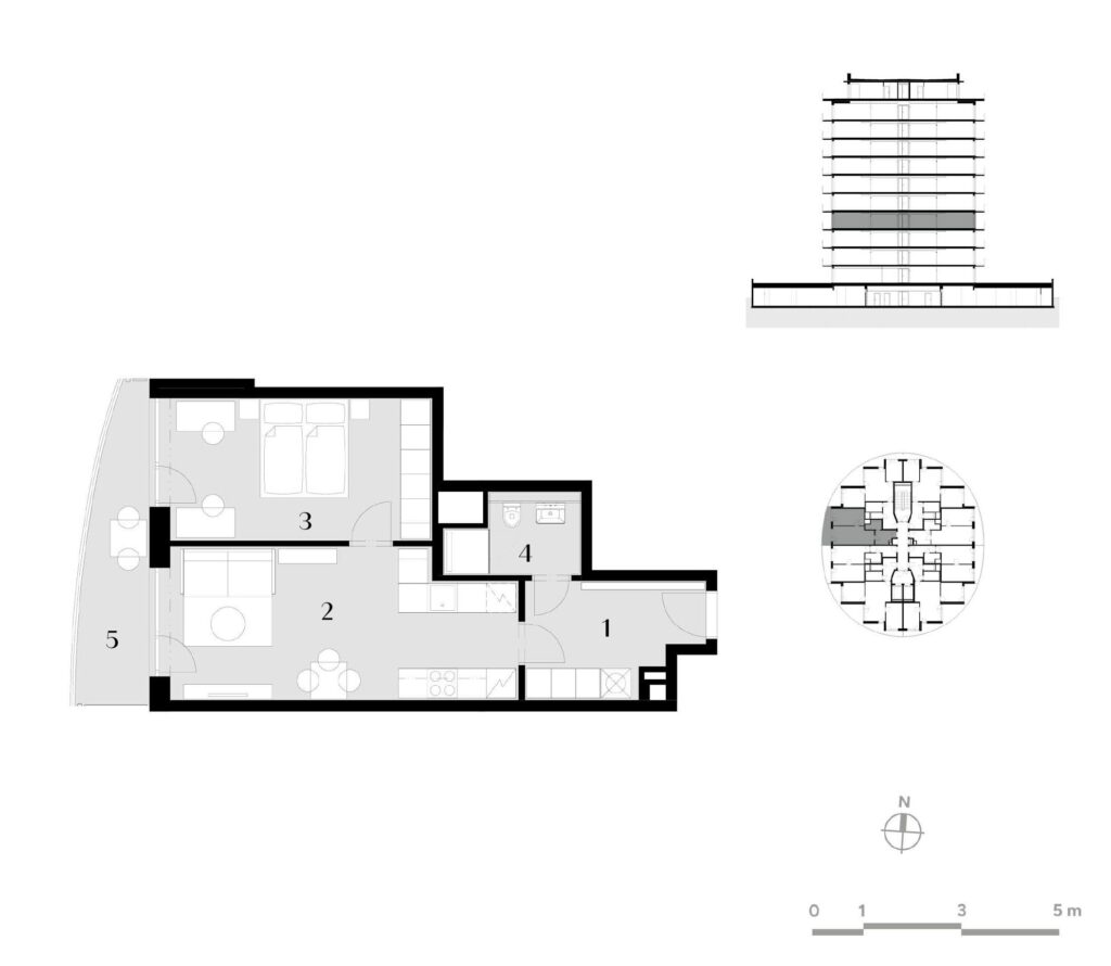Půdorys bytu 2+kk, 51,1 m², 4. podlaží v rezidenci Zanzara - jednotka 4.Z2.B