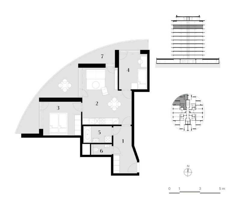 Půdorys bytu 3+kk, 66,5 m², 9. podlaží v rezidenci Zanzara - jednotka 9.Z1.B