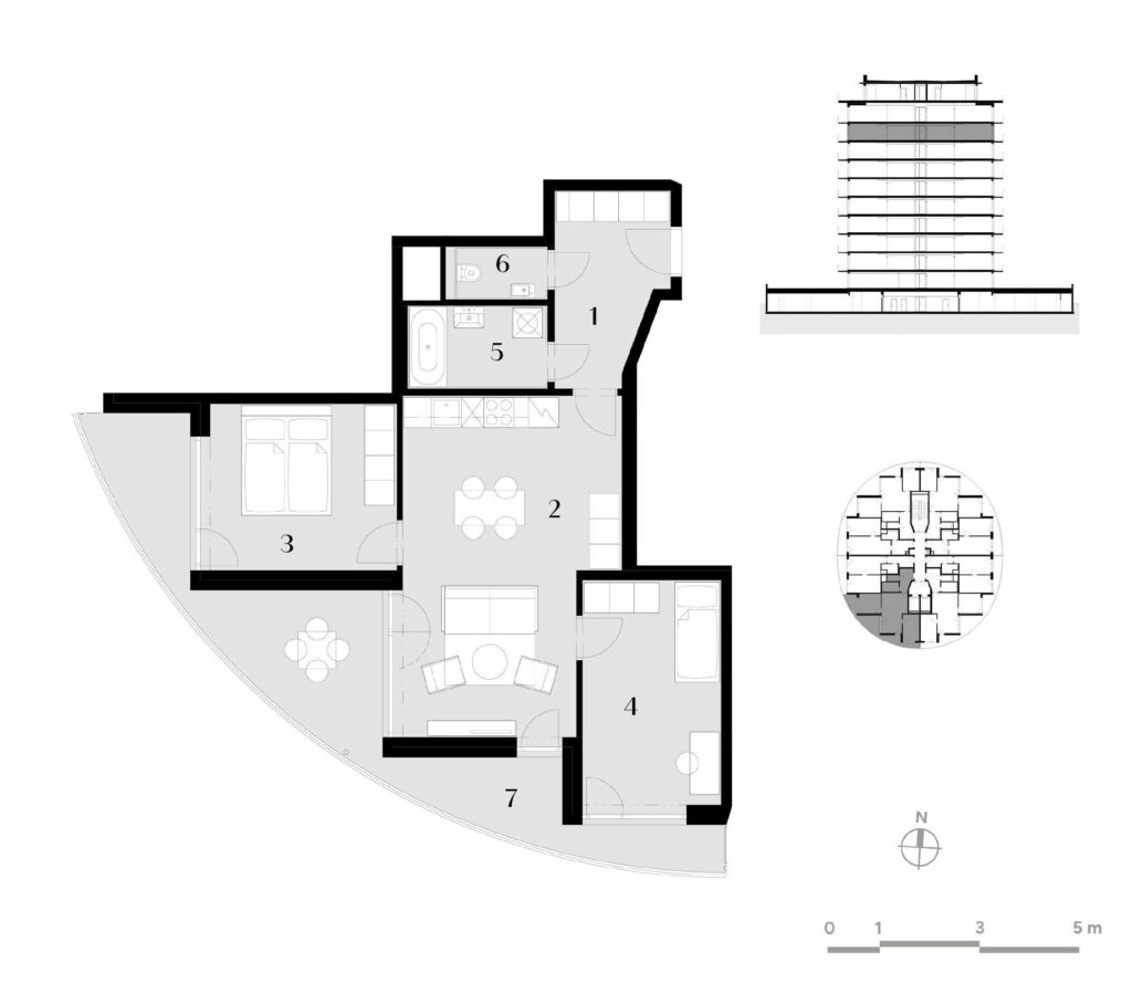 Půdorys bytu 3+kk, 71 m², 9. podlaží v rezidenci Zanzara - jednotka 9.Z4.B
